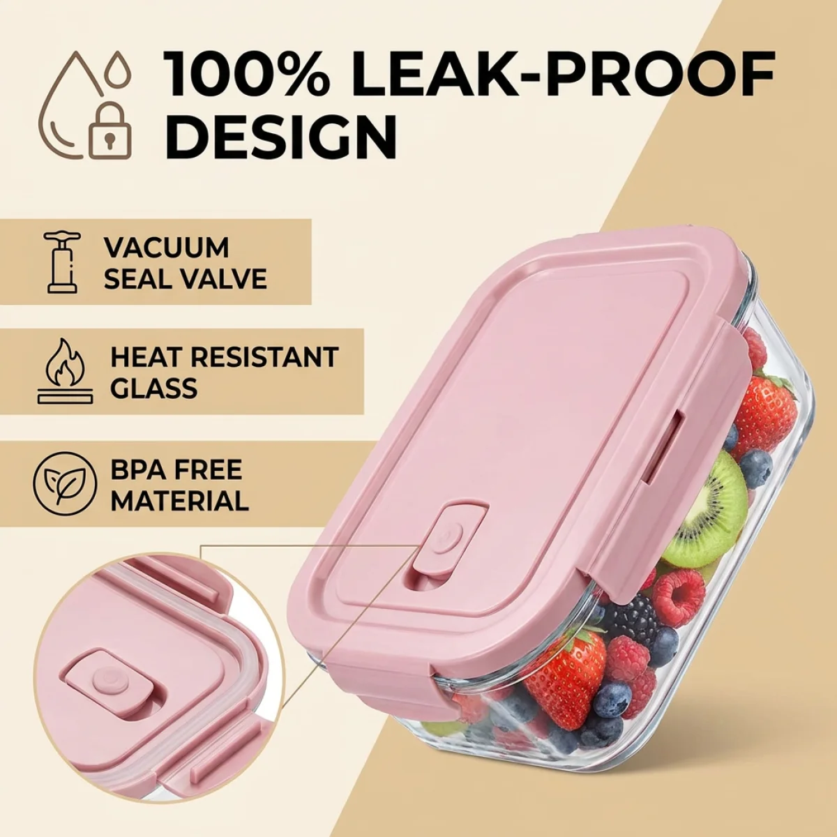 Glass Meal Prep Containers, 5-Pack